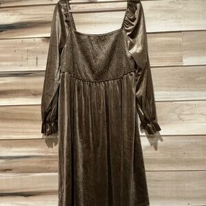 Elegant Brown Velvet Dress .
